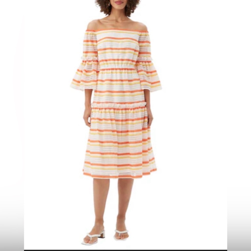 NWT Trina Turk off/on shoulder dress $458 SZ L